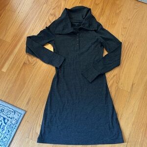 Icebreaker Ariana Merino Wool Gray Long Sleeve Dress Collar size XS